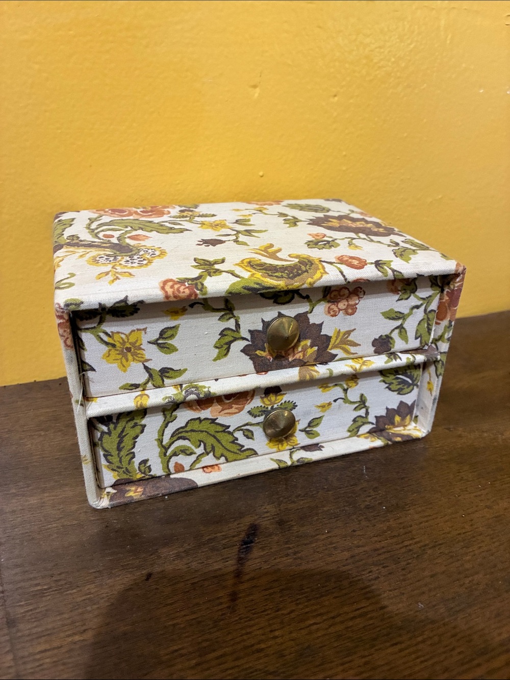 Floral Fabric 2-Drawer Organizer - Cream
